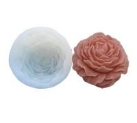 Moule à bougie en Silicone, grande fleur de pivoine, fait la main, Rose 3D, savon, plâtre, résine, outil cuisson gâteaux, 10 pièces Pour Bougie(White01)