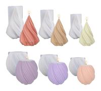 Moule à Bougie en Silicone Moule à bougie rotative vague géométrique irrégulière 3D cône rotatif Silicone moule bricolage résine savon artisanat faisant le(Rotating Wave-S)