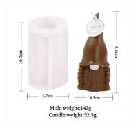 Moule à bougie en silicone Moule à savon, lutin Noël, 107x 67 mm, 142 g
