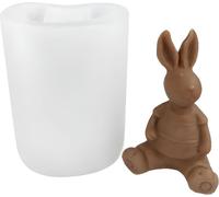 Moule à bougie en silicone Moule à savon, Pâques, Lapin de Pâques assis, 90 x 71 x 57 mm, 256 g