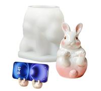 Moule à bougie en silicone - Moule en silicone 3D en forme de lapin de Pâques - Pour la fabrication de supports de téléphone portable - Pour une utilisation avec de la résine, de la cire de bougie, de