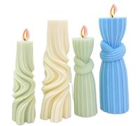 Moule à Bougie En Silicone Noeud géométrique cylindre Silicone bougie moule 3D vague colonne savon résine moule rayure chocolat faisant ensemble bureau plâtre décor cadeau Moules Bougies 3d(A S)