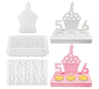 Moule à Bougie, Ensemble de Moules Moule à Gâteau Diy pour Bougeoir avec Socle, Moule Bougie avec Chiffres de 0 à 9, Moule en Silicone pour Bougeoir pour Bougies Droites et Bougies Chauffe-plat