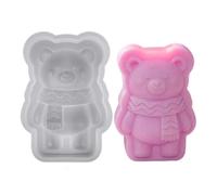 Moule à bougie flexible, en forme d'ours 3D antiadhésif, 5,3 x 3,14 x 7,5 cm, fonction de démoulage facile, en résine de silicone, accessoire de pâtisserie, moule pour bonbons gélifiés, gelées