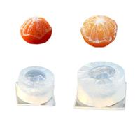 Moule à bougie fruits pelés, ensemble de 2 pièces en silicone flexible, conception de texture de segment pour les séances d ' artisanat à domicile, fabrication de cire, utilisation par les amateurs,
