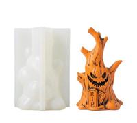 Moule à Bougie Halloween Décoration DIY Réutilisable Souche d'Arbre Fantôme