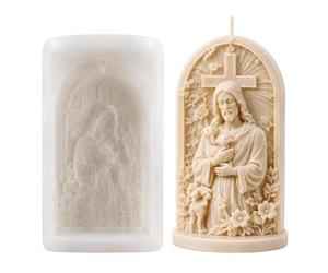 Moule à bougie Jésus en silicone - Outil de bricolage religieux