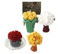 Moule à bougie Moule à bougie en Silicone, Bouquet de fleurs de lys, pivoines, roses, for la fabrication de savon et de bougies(Bow flower mold)