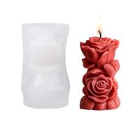 Moule a Bougie Pilier en Forme de Rose,Moule en Silicone 3D Rose Saint-Valentin pour la Fabrication de Bougies D'aromathérapie,Cire et de Savons