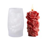 Moule a Bougie Pilier en Forme de Rose,Moule en Silicone 3D Rose Saint-Valentin pour la Fabrication de Bougies D'aromathérapie,Cire et de Savons