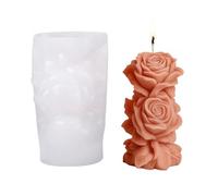 Moule a Bougie Pilier en Forme de Rose,Moule en Silicone 3D Rose Saint-Valentin pour la Fabrication de Bougies D'aromathérapie,Cire et de Savons