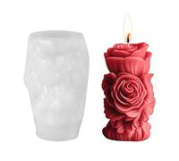Moule a Bougie Pilier en Forme de Rose,Moule en Silicone 3D Rose Saint-Valentin pour la Fabrication de Bougies D'aromathérapie,Cire et de Savons