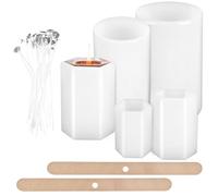 Moule à Bougie Pilier en Silicone, Lot de Set de Fabrication | Mèches et Supports, Blanc, pour Bricolage Maison, Moulage Stable, sans Odeur