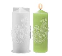Moule à bougie pilier - Forme cylindrique en silicone 3D Fleurs 3D, résistance aux hautes températures, design de cylindre sophistiqué | Accessoire de fabrication de savon Lily Valley pour cadeaux