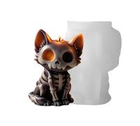 Moule à Bougie Squelette Chat Halloween,Mignon Effrayant DIY Démoulage Facile Réutilisable,Moule à Bougies Halloween - Pour Argile, Chocolat, Savon, Résine Époxy, Statue, Plâtre, Loisirs