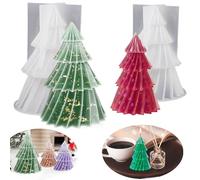Moule à Bougies Arbre de Noël 3D - 2 Pièces en Silicone pour Sapin, Décoration, DIY, Ornement, Arôme, Plâtre