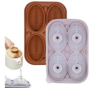 Moule À Boule De Glace Football - Forme De Cuisine 3D À 4 Cavités | Moule en Silicone pour Chocolat | Pour Whisky Café Eau Bar Réfrigérateur Congélateur Chocolat Gâteau Fondant Boule De
