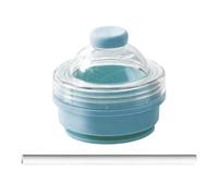 Moule à boules de glace - Construction flexible en silicone, conception de couvercle étanche, forme pliable réutilisable, fonction paille incluse | Machine à sphère ronde d'une capacité de 325 ml,