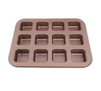 Moule à Brownie Rectangulaire 12 Compartiments, Acier au Carbone Marron, Antiadhésif - Nettoyage Facile, Résistant et Polyvalent, Idéal pour Pains, Gâteaux et Brownies