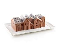silikomart | Moule à gâteau en Silicone Modern WINTER VILLAGE, antiadhésif, lot de 1 Moule à gâteau, design 3D, 88 x 218 mm, h 80 mm, volume 1,2 ml, Made in Italy