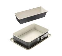 Dr. Oetker 9928850 Lot de 2 moules à gâteaux, Moule à cake, Moule à gâteau, Moule à gâteau rectangulaire, Moule en céramique, Acier, Céramique, 30 x 13 x 7,5 cm et 28 x 18 x 7 cm