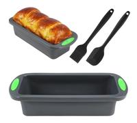Moule a Cake Silicone, 28x10x6.5cm Moule à Pain en Silicone et 1 brosse + 1 spatule, moule à cake, Antiadhésif Moules Rectangulaire pour Gâteaux, pain fait maison, gâteaux, pain de viande