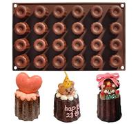 Moule À Canelés En Silicone Pour Gâteau 24 Cavités 3X3 Cm Mini Moule À Gâteau Cannelés Moule À Cannele Antiadhésif Moules À Pâtisserie Cannelé Pour Muffin Pudding Cupcake Pain (Cavités, 3x3CM)