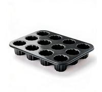 Moule à Canneles Anti-adhésif Cupcake Muffins Canelés Moule à Pâtisserie Acier Carbone (12 Cavity Black)