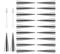 Moule à Cannoli en Acier Inoxydable, 20 Pièces Cannoli Moule, Moules Crème Pâtissière en Acier Inoxydable, Cannoli Moule pour Croissants, Idéal pour Croissants, Avec Brosse de Nettoyage,(Cône)