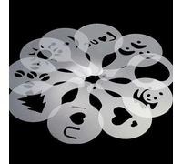 Moule À Cappuccino, Modèle D'impresssion Fantaisie De Café, Pochoirs À Gâteau, Sucre En Poudre, Chocolat, Cacao, Outils D'assemblage, 16 Pièces