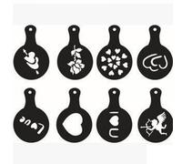 Moule À Cappuccino, Modèle D'impresssion Fantaisie, Pochoirs À Gâteau, Sucre En Poudre, Chocolat, Cacao, Café, Outils D'assemblage, 8 Pièces