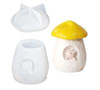 Moule à champignons, moule à pudding en silicone avec couvercle, 7,5 x 7,5 cm, matériau flexible et durable, style fantaisiste mignon, moule à faire soi-même pour bonbons et bijoux