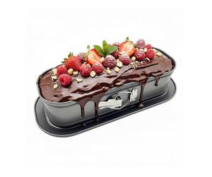 Moule à charnière Relaxdays, H x l x P : 8 x 30 x 12 cm, antiadhésif, Moule à gâteaux et Pains, Gris