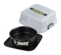 Zenker 7906 Moule à manqué à charnière 23 cm avec couvercle de transport, moule à charnière, moule rond, moule à gâteaux, Acier, Green plastic, 23 cm