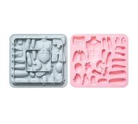 Moule À Chocolat 2Pcs Forme Humaine Silicone Cuisson Gâteau Bonbons Pudding Biscuit Bonbons Moule Bleu Rose