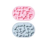 Moule À Chocolat 2Pcs Lapin Radis Forme Silicone Chocolat Bonbon Pudding Cuisson Dessert Moule Bleu Rose