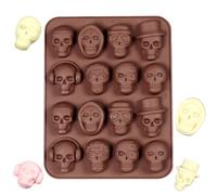 Moule à chocolat 3D Halloween en silicone anti-adhésif 16 cavités | Moule à bonbons effrayant pour pudding bonbons biscuit fondant muffins cupcakes boule de glace