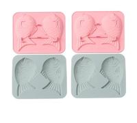 Moule À Chocolat 4 Pièces En Forme D’Animal En Silicone Gâteau De Cuisson Crêpe Plaque De Cuisson Biscuit Gelée Moule Bleu Rose