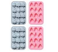 Moule À Chocolat 4Pcs Arbre De Noël Forme Silicone Cuisson Gâteau Chocolat Pudding Moule À Biscuits Bleu Rose