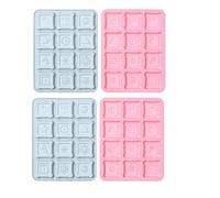 Moule À Chocolat 4Pcs Assiette Carrée Forme Gâteau Au Chocolat Pudding Biscuit Dessert Moule En Silicone Bleu Rose