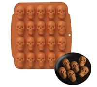 Moule à chocolat avec tête de mort - 3D - Moule en silicone résistant à la chaleur - Facile à enlever et réutilisable - Pour faire des bonbons, du chocolat et de la gelée d'Halloween - Parfait pour la