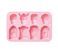 Moule à chocolat en forme de crâne - 8 cavités monstrueuses en silicone | Petites formes de savon d'Halloween pour friandises et travaux manuels en résine