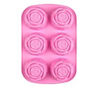 Moule à chocolat en forme de rose - Moule en silicone - Passe au lave-vaisselle - 6 cavités - Grand bloc de glace en forme de pour décorations de gâteaux au chocolat
