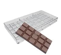 Moule à chocolat en polycarbonate Goldbaking, rectangulaire transparent, sans BPA, pour faire des barres de chocolat de 60g, dimensions 27 x 13,5 x 2,4 cm