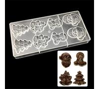 Moule à chocolat en polycarbonate transparent à 8 trous - Cloche de Noël, Père Noël, gelée, bonbons, bonbons, fondant, outils de cuisson
