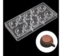 Moule à chocolat en polycarbonate transparent en forme de tasse à thé à 10 trous pour la fabrication de gelée et de bonbons, moule à chocolat, moule à sucre, fondant, outils de cuisson au chocolat