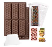 Moule à Chocolat en Silicone, 2Pcs Moule Tablette Chocolat, Moule Silicone Chocolat avec 100 Sacs de Bonbons et 1 Grattoir pour Bonbons au Chocolat