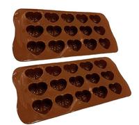 Moule à chocolat en silicone en forme de cœur, moule de cuisson pour chocolat, savon, bonbons, muffins, crème glacée, cire fondue, flexible et lavable (2 x en forme de cœur)