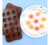 Moule à chocolat en silicone en forme d'étoile à 15 cavités - Anti-adhésif - Pour pâtisserie, décoration de gâteau, bonbons, chocolats, gelée glacée et cire faite à la main