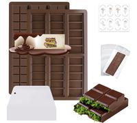 Moule à Chocolat en Silicone,Moule Tablette Chocolat Dubai,Moule Silicone Tablette de Chocolat avec Grattoir, Sachet et Autocollants, pour Chocolats Maison, Pralines, Bonbons, Gelées, Pâtisseries